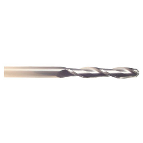 3/8" Cut Dia x 1-1/2" Flute Length x 6" OAL Solid Carbide End Mills, Extra Long Length, Single End Ball, 4 Flute, Uncoated (Qty. 1)