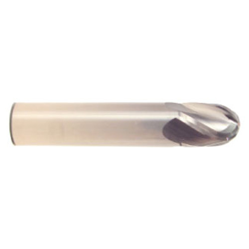 1/4" Cut Dia x 1/2" Flute Length x 2" OAL Solid Carbide End Mills, Stub Length, Single End Ball, 2 Flute, Uncoated (Qty. 1)