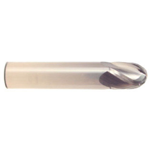 1/2" Cut Dia x 5/8" Flute Length x 2-1/2" OAL Solid Carbide End Mills, Stub Length, Single End Ball, 2 Flute, Uncoated (Qty. 1)