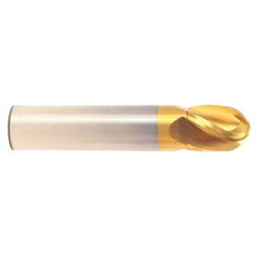 1" Cut Dia x 1" Flute Length x 3" OAL Solid Carbide End Mills, Stub Length, Single End Ball, 2 Flute, TiN Coated (Qty. 1)