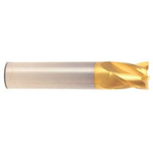 7/32" Cut Dia x 7/16" Flute Length x 2" OAL Solid Carbide End Mills, Stub Length, Single End Square, 3 Flute, TiN Coated (Qty. 1)