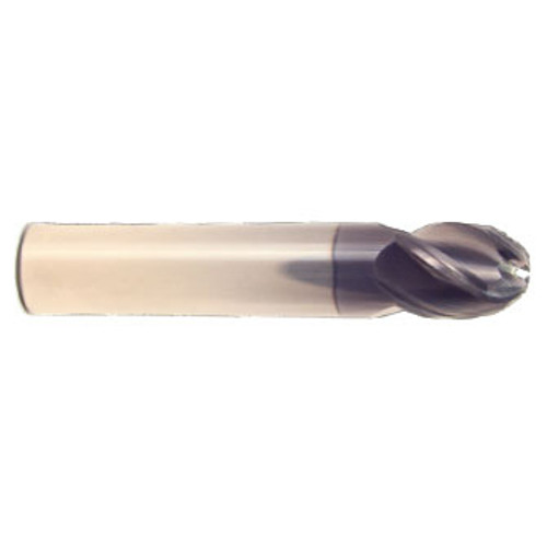 5/16" Cut Dia x 1/2" Flute Length x 2" OAL Solid Carbide End Mills, Stub Length, Single End Ball, 3 Flute, AlTiN - Hard Coat (Qty. 1)