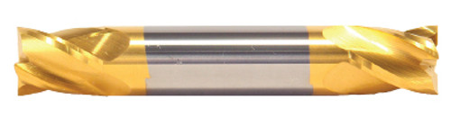 1/4" Cut Dia x 1/2" Flute Length x 2-1/2" OAL Solid Carbide End Mills, Stub Length, Double End Square, 2 Flute, TiN Coated (Qty. 1)