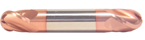 3/16" Cut Dia x 3/8" Flute Length x 2" OAL Solid Carbide End Mills, Stub Length, Double End Ball, 2 Flute, TiCN Coated (Qty. 1)
