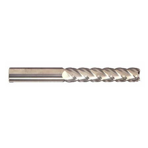 7/16" Cut Dia x 3" Flute Length x 6" OAL Solid Carbide End Mills, Extra-Extra Long Length, Single End Ball, 2 Flute, Uncoated (Qty. 1)