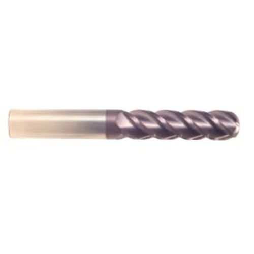 1" Cut Dia x 7" Flute Length x 10" OAL Solid Carbide End Mills, Extra-Extra Long Length, Single End Ball, 2 Flute, AlTiN - Hard Coat (Qty. 1)