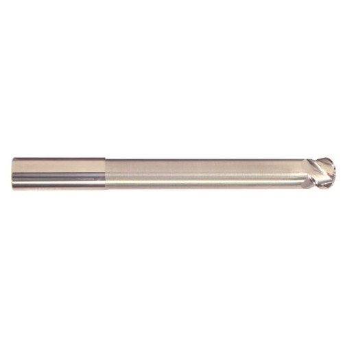 3/4" Cut Dia x 1" Length of Cut x 5-5/8" OA Reach x 8" OAL Solid Carbide End Mills, Extra Long Reach, Single End Ball, 2 Flute, Uncoated (Qty. 1)