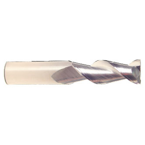 3/16" Flute Dia x 3/16" Shank Dia x 9/16" Cut Length x 2" OAL Solid Carbide End Mills, Spoon Cutter, 45 Degree Helix, Single End Square, 2 Flute, Uncoated (Qty. 1)