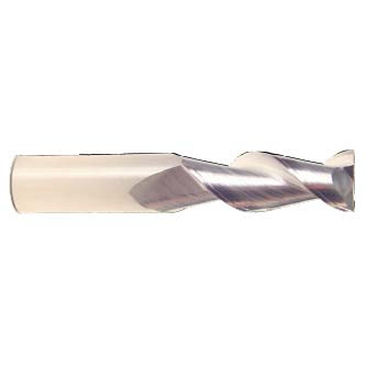 1/4" Flute Dia x 1/4" Shank Dia x 3/8" Cut Length x 2-1/2" OAL Solid Carbide End Mills, Spoon Cutter, 45 Degree Helix, Single End Square, 2 Flute, Uncoated (Qty. 1)