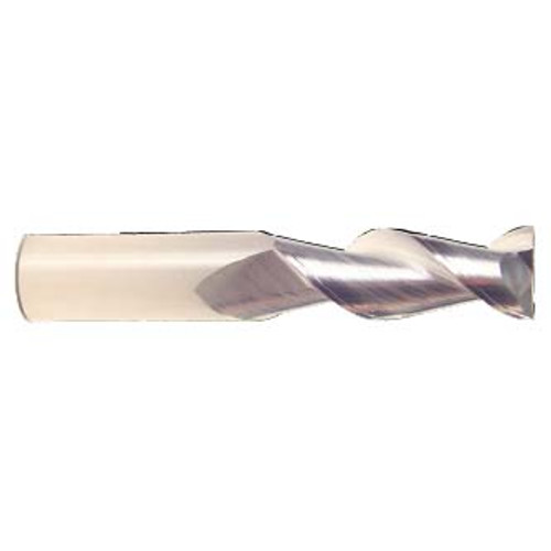 1/4" Flute Dia x 1/4" Shank Dia x 1-1/8" Cut Length x 3" OAL Solid Carbide End Mills, Spoon Cutter, 45 Degree Helix, Single End Square, 2 Flute, Uncoated (Qty. 1)