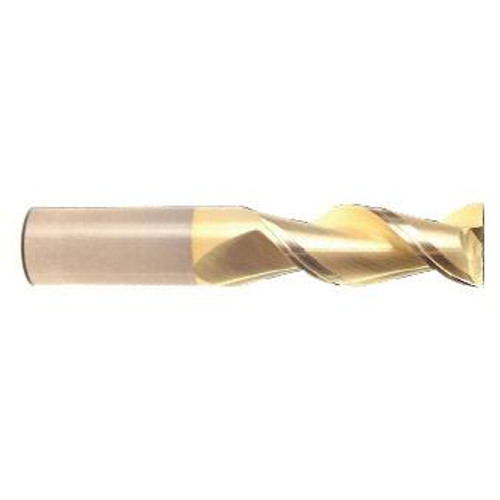 5/16" Flute Dia x 5/16" Shank Dia x 1-1/8" Cut Length x 3" OAL Solid Carbide End Mills, Spoon Cutter, 45 Degree Helix, Single End Square, 2 Flute, ZrN Coated (Qty. 1)