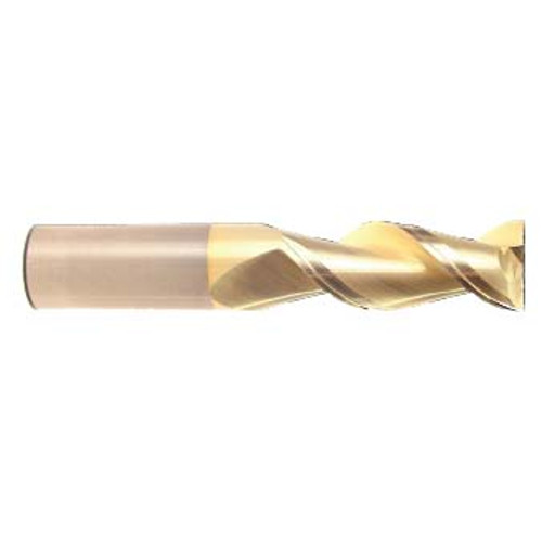 1/2" Flute Dia x 1/2" Shank Dia x 1-1/4" Cut Length x 3" OAL Solid Carbide End Mills, Spoon Cutter, 45 Degree Helix, Single End Square, 2 Flute, ZrN Coated (Qty. 1)