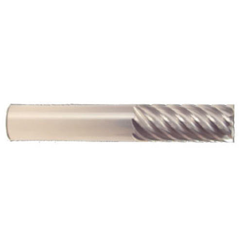 3/16" Flute Dia x 3/16" Shank Dia x 9/16" Cut Length x 2" OAL Solid Carbide Tough End Mills, 45 Degree Helix, Single End Square, 5 Flute, AlTiN - Hard Coat (Qty. 1)