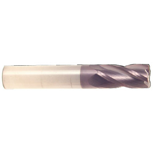 1/8" Cut Dia x 1/2" Flute Length x 1-1/2" OAL Solid Carbide Corner Radius End Mills, Single End Square, 2 Flute, AlTiN Hard Coat