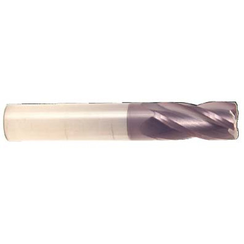 3/8" Cut Dia x 1-1/2" Flute Length x 6" OAL Solid Carbide Corner Radius End Mills, Single End Square, 2 Flute, AlTiN Hard Coat