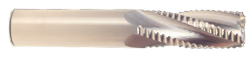 1" Cut Dia x 3" Flute Length x 6" OAL Length Solid Carbide Roughing "Hog" End Mills, Single End Square, 4 Flute, Uncoated (Qty. 1)