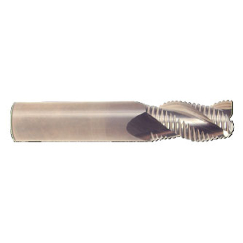 3/4" Cut Dia x 3/4" Shank Dia x 1-1/2" Flute Length x 4" OAL Solid Carbide Roughing End Mills, 45 Degree High Helix, Single End Square, 3 Flute, Uncoated (Qty. 1)