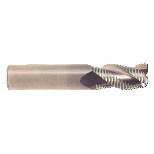 1/4" Flute Dia x 1/4" Shank Dia x 3/8" Length of Cut x 2-1/2" OAL Solid Carbide Roughing "Hog" End Mills, Fine Pitch Knuckle Rougher for Aluminum, 35 Degree Helix, Single End Square, 3 Flute, AlTiN - Hard Coat (Qty. 1)