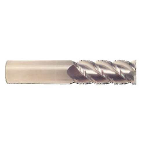 3/8" Flute Dia x 3/8" Shank Dia x 1" Length of Cut x 2-1/2" OAL Solid Carbide Roughing "Hog" End Mills, 45 Degree Helix - Truncated Rougher for Titanium, Single End Square, 4 Flute, Uncoated (Qty. 1)