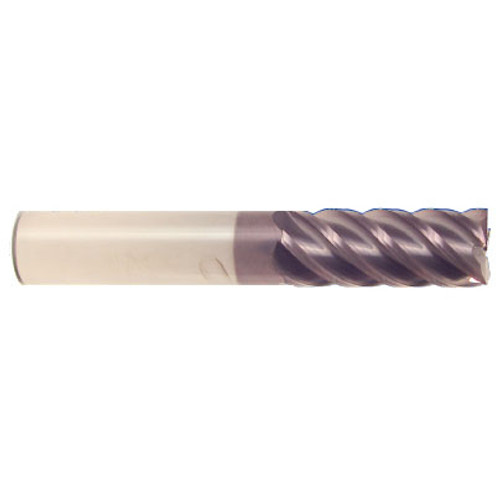 7/16" Cut Dia x 1-3/16" Flute Length x 2-3/4" OAL Solid Carbide High Performance End Mills, 45 Degree Helix, Single End Square, 5 Flute, AlTiN - Hard Coat (Qty. 1)