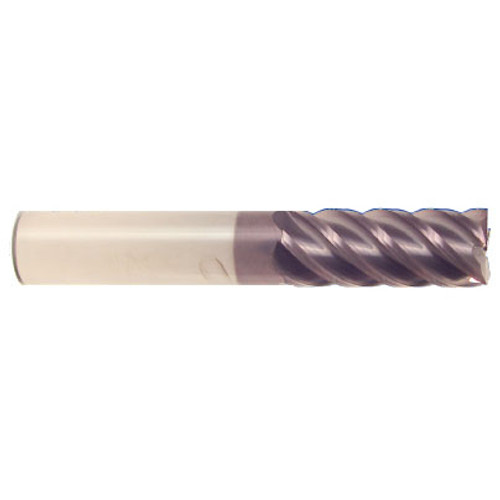5/8" Cut Dia x 3" Flute Length x 6" OAL Solid Carbide High Performance End Mills, 45 Degree Helix, Single End Square, 5 Flute, AlTiN - Hard Coat (Qty. 1)