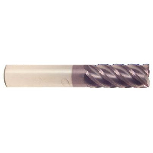 3/4" Cut Dia x 2-1/4" Flute Length x 5" OAL Solid Carbide High Performance End Mills, 45 Degree Helix, Single End Square, 5 Flute, AlTiN - Hard Coat (Qty. 1)