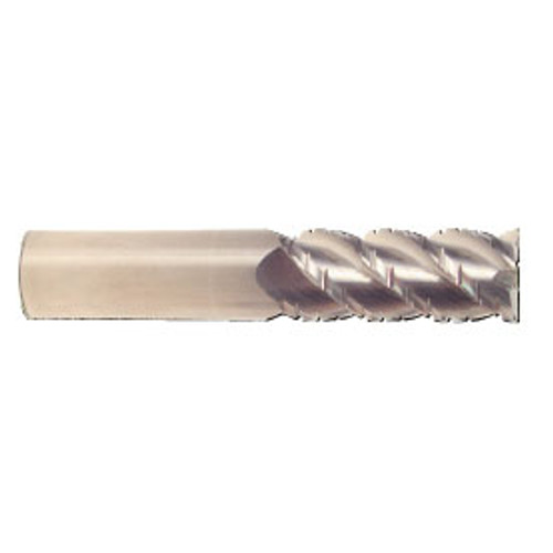 3/8" Flute Dia x 3/8" Shank Dia x 1/2" Length of Cut x 2-1/2" OAL Solid Carbide Roughing "Hog" End Mills, 45 Degree Helix - Truncated Rougher for Titanium, Single End Square, 4 Flute, AlTiN - Hard Coat (Qty. 1)