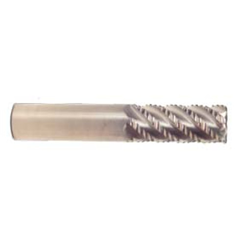 7/16" Flute Dia x 7/16" Shank Dia x 1" Length of Cut x 2-3/4" OAL Solid Carbide Roughing "Hog" End Mills, 45 Degree Helix -Fine Knuckle Rougher for Titanium, Single End Square, 5 Flute, AlTiN - Hard Coat (Qty. 1)