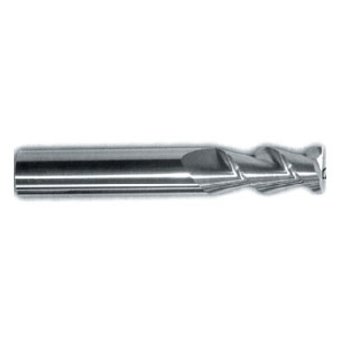 9/16" Cut Dia x 1-3/8" Flute Length x 3" OAL Length Solid Carbide High Performance End Mills, 45 Degree Helix, Single End Square, 3 Flute, Uncoated (Qty. 1)