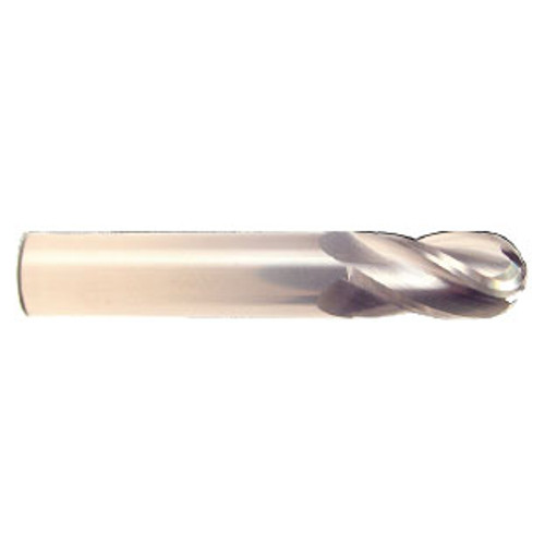 2 mm Dia x 6 mm Flute Length x 38 mm OAL Solid Carbide End Mills, Single End Ball, 2 Flute, Uncoated (Qty. 1)
