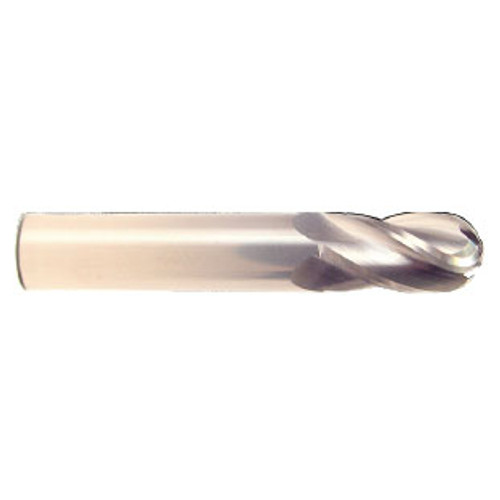 4.5 mm Dia x 14 mm Flute Length x 50 mm OAL Solid Carbide End Mills, Single End Ball, 2 Flute, Uncoated (Qty. 1)