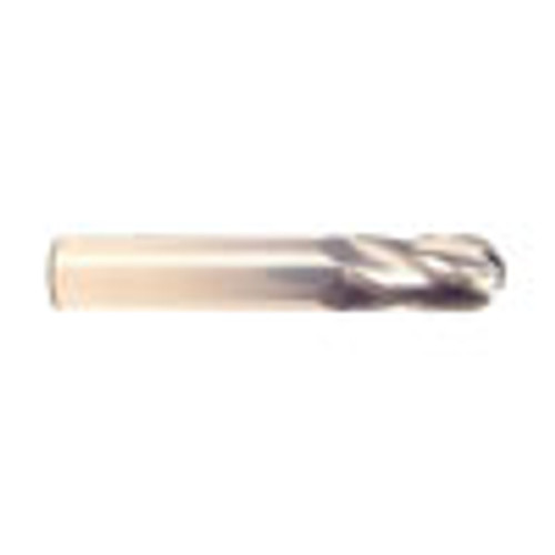 9 mm Dia x 22 mm Flute Length x 70 mm OAL Solid Carbide End Mills, Single End Ball, 2 Flute, Uncoated (Qty. 1)