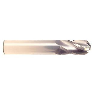 22 mm Dia x 38 mm Flute Length x 100 mm OAL Solid Carbide End Mills, Single End Ball, 3 Flute, Uncoated (Qty. 1)