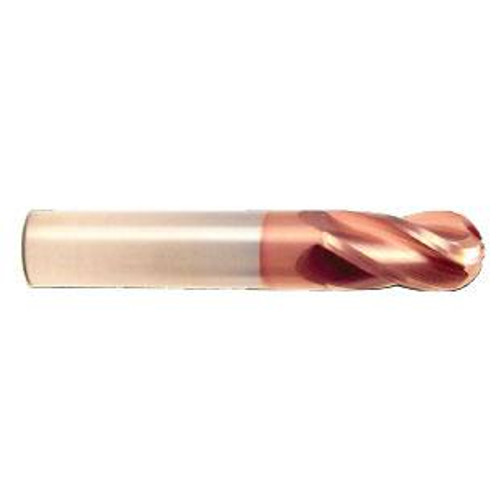 16 mm Dia x 32 mm Flute Length x 88 mm OAL Solid Carbide End Mills, Single End Ball, 2 Flute, TiCN Coated (Qty. 1)