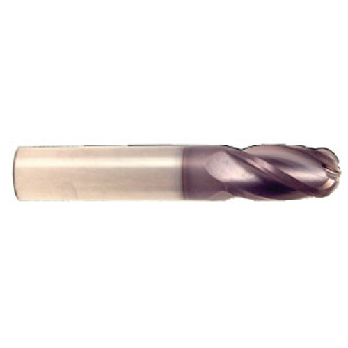 12 mm Dia x 25 mm Flute Length x 75 mm OAL Solid Carbide End Mills, Single End Ball, 2 Flute, AlTiN - Hard Coat (Qty. 1)