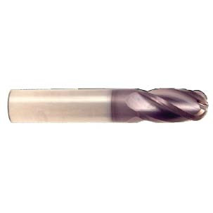 13 mm Dia x 30 mm Flute Length x 88 mm OAL Solid Carbide End Mills, Single End Ball, 3 Flute, AlTiN - Hard Coat (Qty. 1)