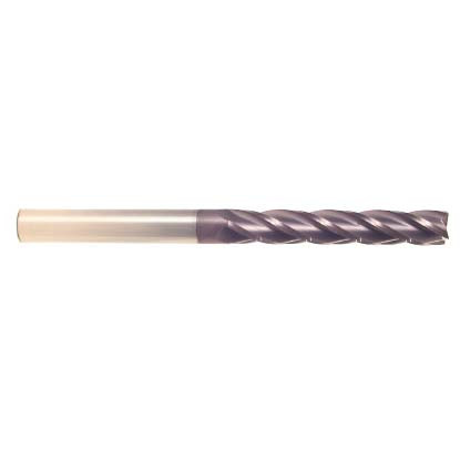 6 mm Dia x 25 mm Flute Length x 75 mm OAL Solid Carbide End Mills, Long Length, Single End Square, 4 Flute, AlTiN - Hard Coat (Qty. 1)