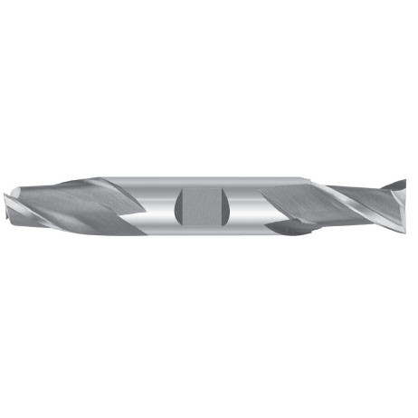 5/32" Cut Dia x 3/8" Shank Dia x 15/64" Cut Length x 2-3/4" OAL M-7 HSS End Mills, 2 Flute Double End Center Cut, Uncoated (Qty. 1)