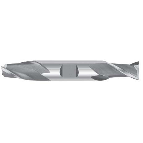17/32" Cut Dia x 5/8" Shank Dia x 1-1/8" Cut Length x 4-1/2" OAL M-7 HSS End Mills, 2 Flute Double End Center Cut, TiAlN Coated (Qty. 1)