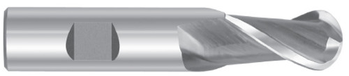 1/4" Cut Dia x 3/8" Shank Dia x 5/8" Cut Length x 2-7/16" OAL M-7 HSS End Mills, 2 Flute, Standard Ball End, Uncoated (Qty. 1)