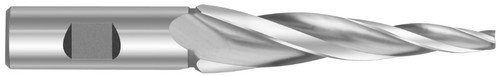 1/2 Degree Taper Angle per Side x 1/8" Cut Dia x 3/8" Shank Diameter x 1/2" Cut Length x 2-1/2" OAL M-7 HSS End Mills, Single End, 3 Flute, Titanium Nitride (Qty.1)