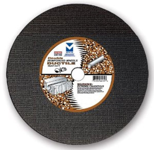 14" x 1/8"(5/32) x 1", 20 mm Cut-Off Wheel with Dual Arbors for Portable Gas Saw - Double Reinforced - Ductile,  Mercer Abrasives 606060 (10/Pkg)