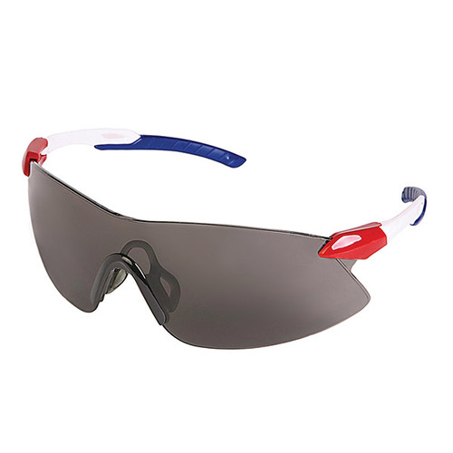 ERB Strikers Safety Glasses, Red/White/Blue Frame, Gray Lens 15428 (12 Pr.)