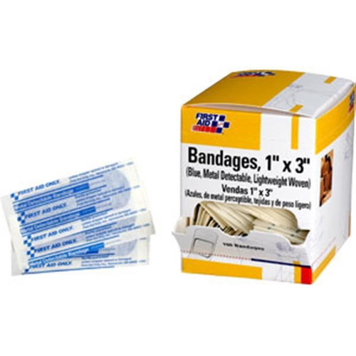 Metal Detectable Light Woven Bandage, 1" x 3", 100/Box