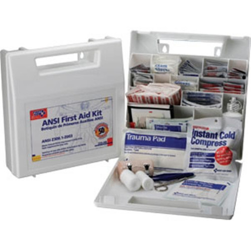 50-Person, 196-Piece Bulk First Aid Kit w/ Dividers, Plastic