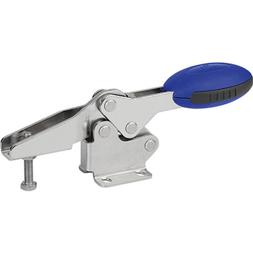 Kipp M5x25 Stainless Steel Horizontal Toggle Clamp with Flat Foot and Adjustable Clamping Spindle (1/Pkg.), K0660.105001