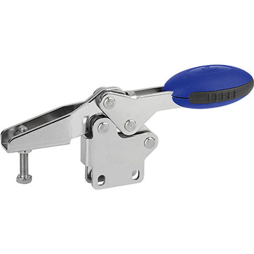 Kipp M5x25 Stainless Steel Horizontal Toggle Clamp with Straight Foot and Adjustable Clamping Spindle (Qty. 1), K0661.105001