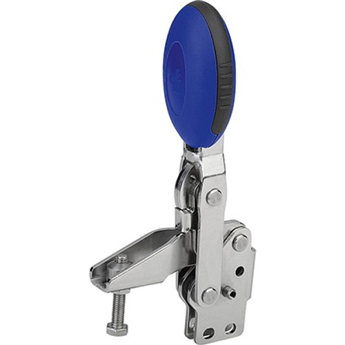 Kipp M5x25 Stainless Steel Vertical Toggle Clamp with Straight Foot and Adjustable Clamping Spindle (Qty. 1), K0663.105001
