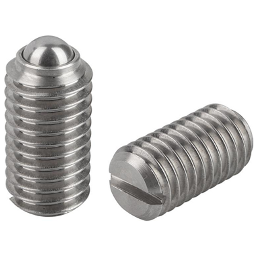 Kipp M16 Spring Plungers, Ball Style, Slotted, Stainless Steel, Standard End Pressure (Qty. 1), K0310.16