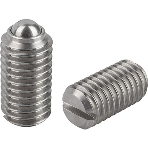 Kipp M10 Spring Plungers, Ball Style, Slotted, Stainless Steel, Heavy End Pressure (Qty. 1), K0310.210